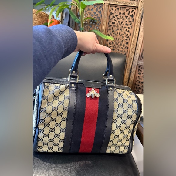 Classic Vintage Gucci Sherry Line Speedy Boston Navy Blue Bag - Picture 13 of 13